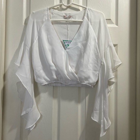 New with tags Guess crop ruffle top in white - Picture 5 of 5